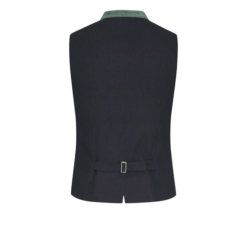 Rückansicht der Weste Alex in Eucalyptus mit Verstellriegel