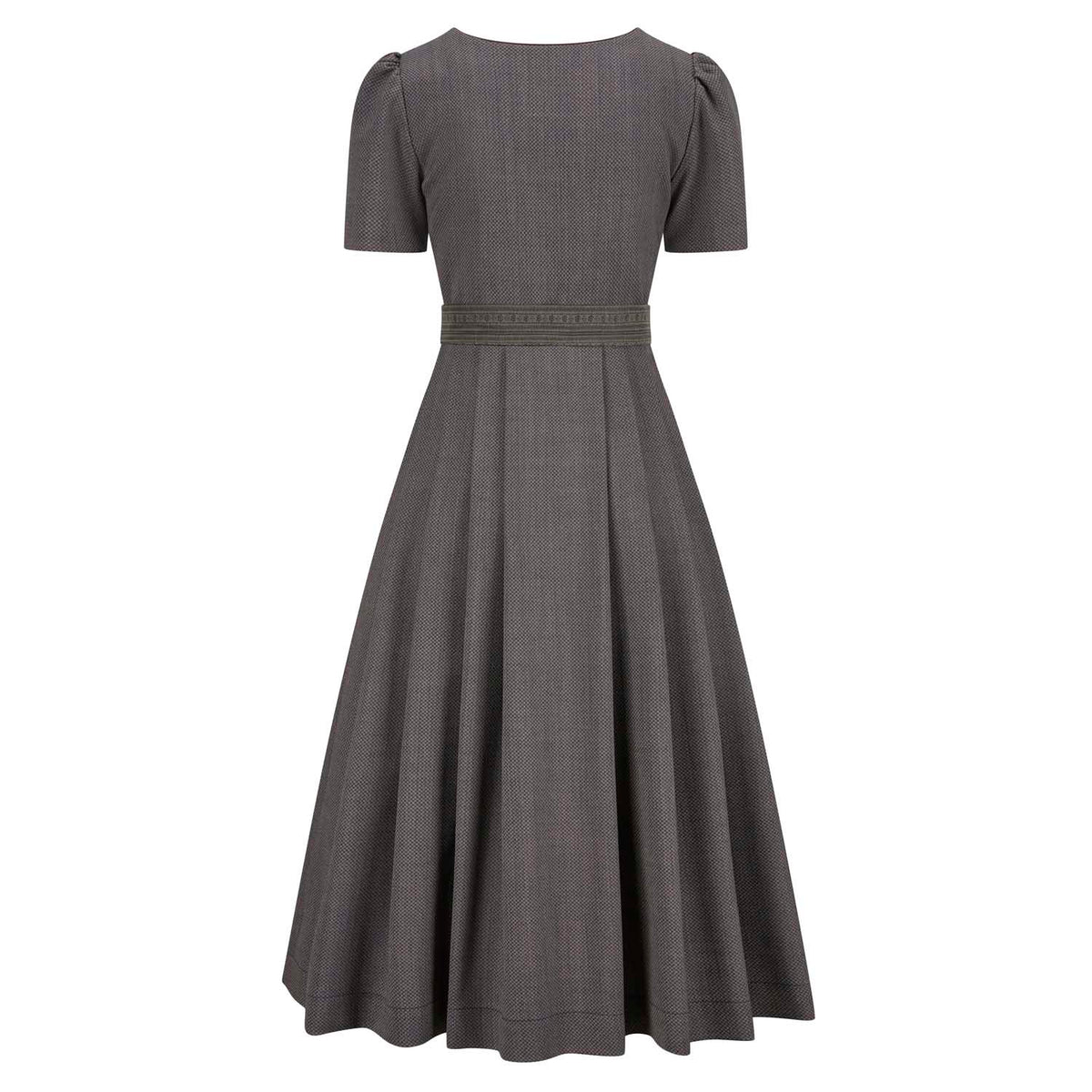 Dirndl Heidi in Taupe mit monochromem Rock und schlichter Rückenansicht