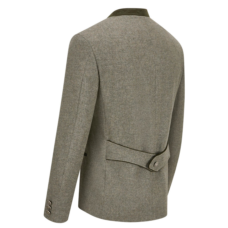 Rückseite des Janker Maxvorstadt in Schilf mit Dragoner und Kontrastkragen – elegante Rückenansicht