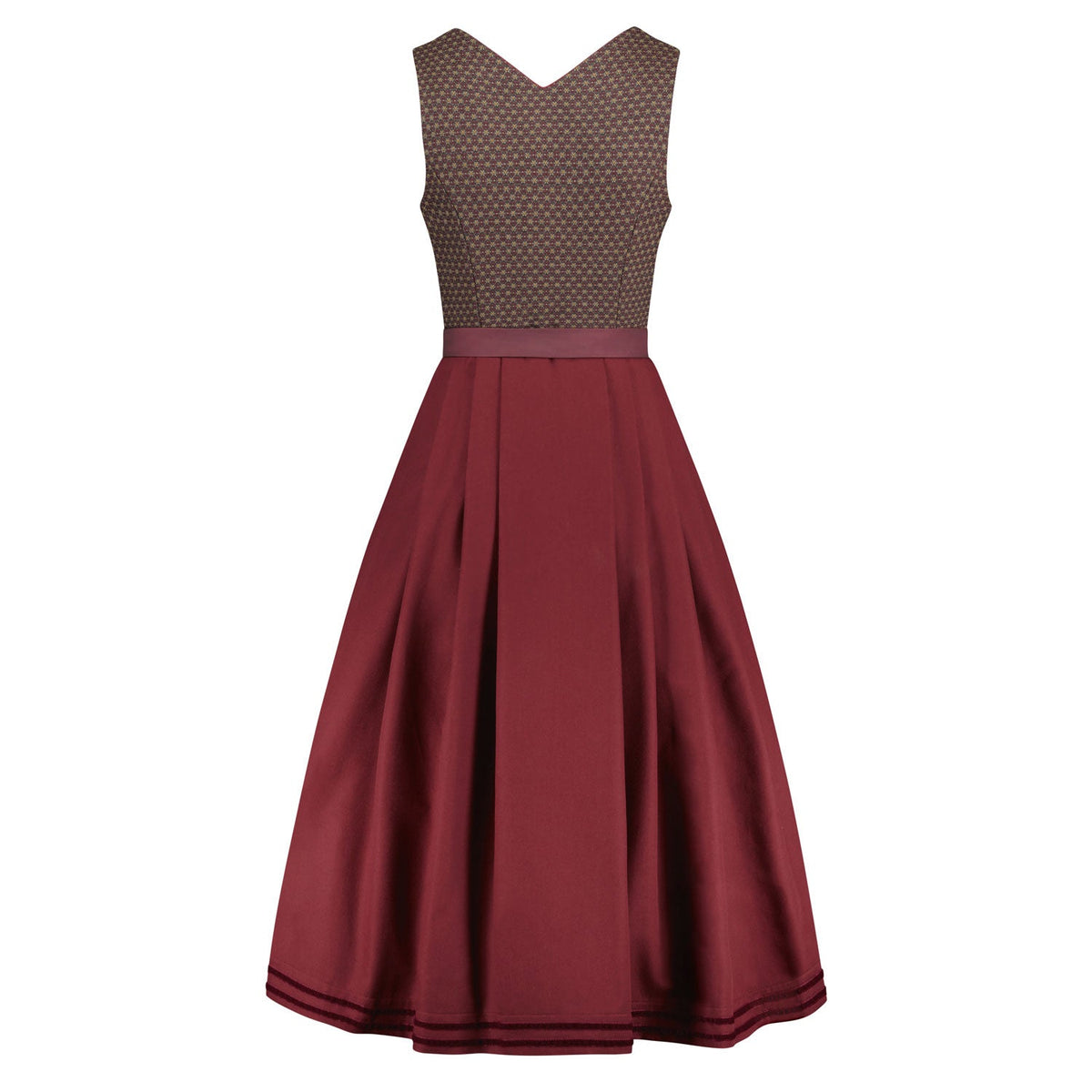 Rückansicht Dirndl Alexandra – Mieder mit Münzknöpfen und langem Rock