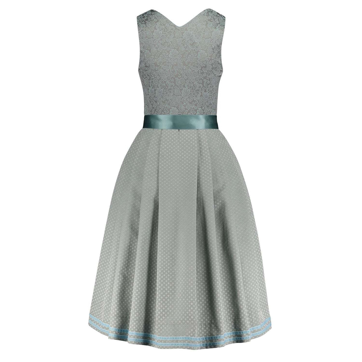 Rückansicht Dirndl Amalia Platin – schimmerndes Mieder und klassischer Rock