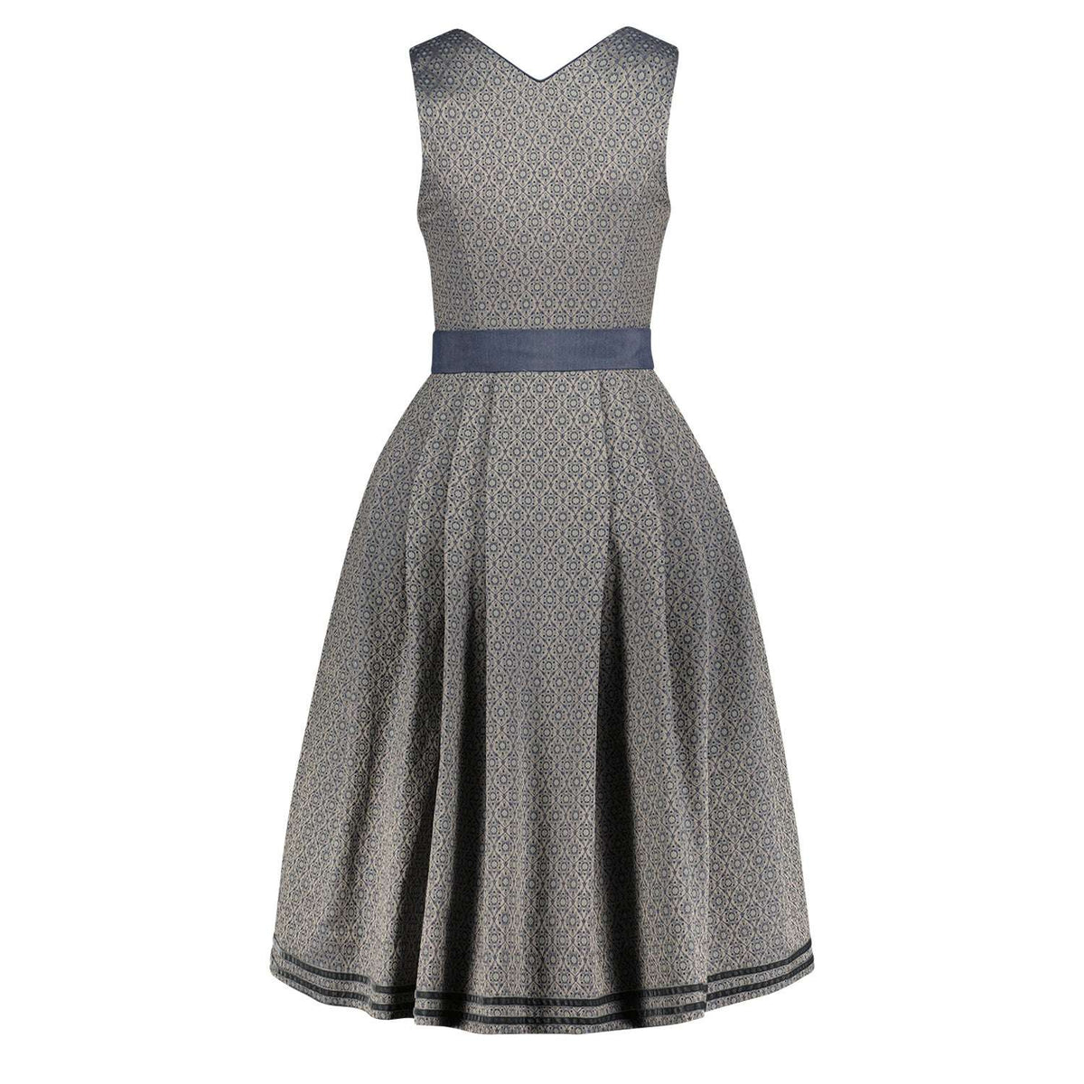 Rückansicht Dirndl Kira Silberblau – schimmerndes Mieder mit klassischem Schnitt