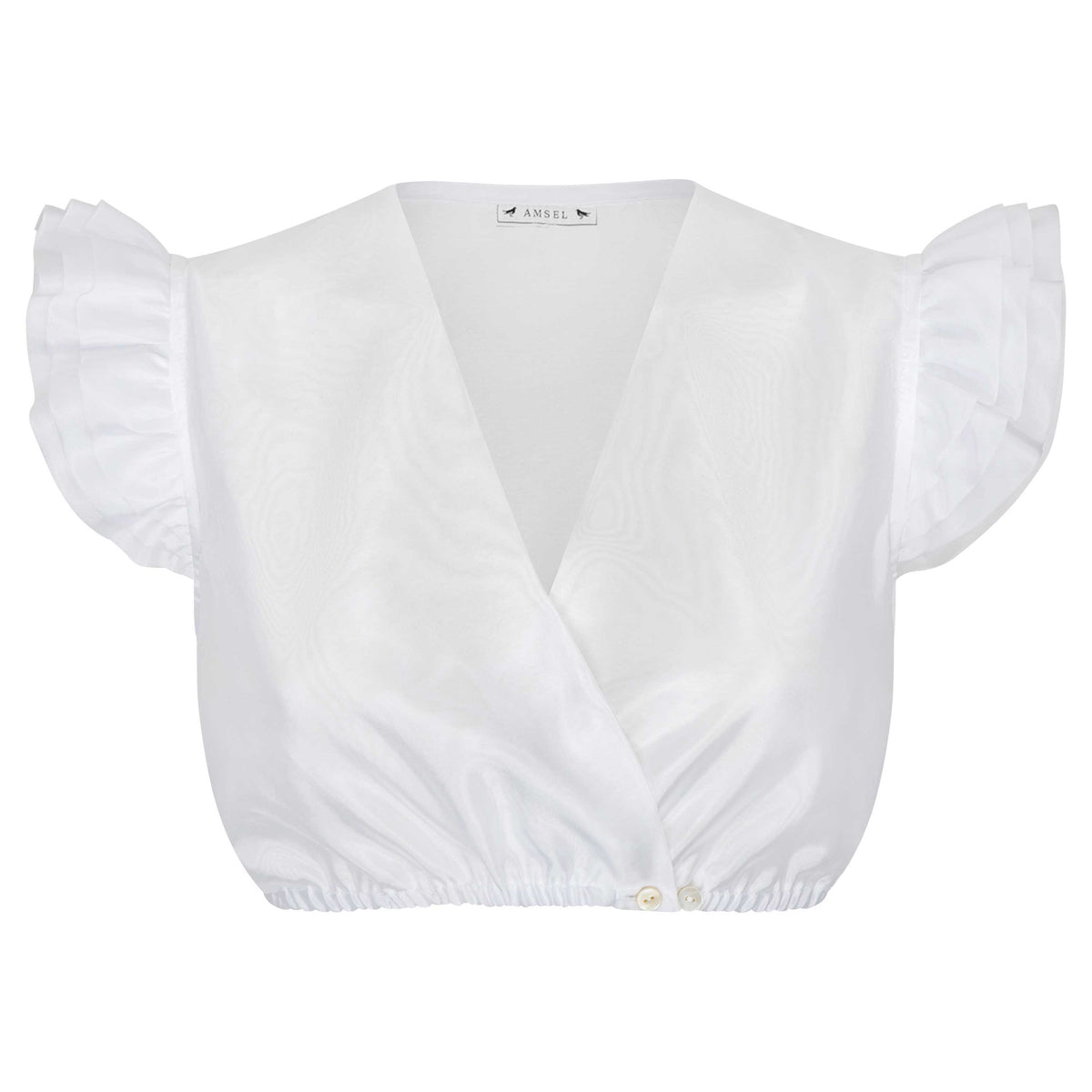 Dirndlbluse weiß mit mehrfachen Flügelärmeln