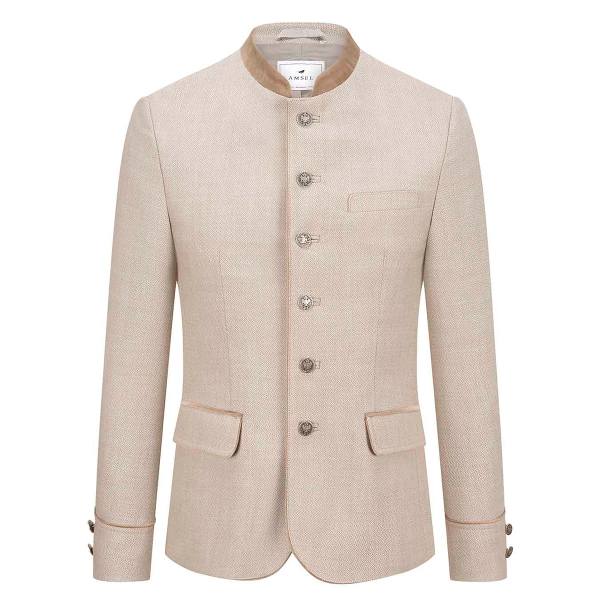 anker Bogenhausen Creme mit Samtkragen, elegante Trachtenjacke in hellem Beigeton von Amsel Fashion