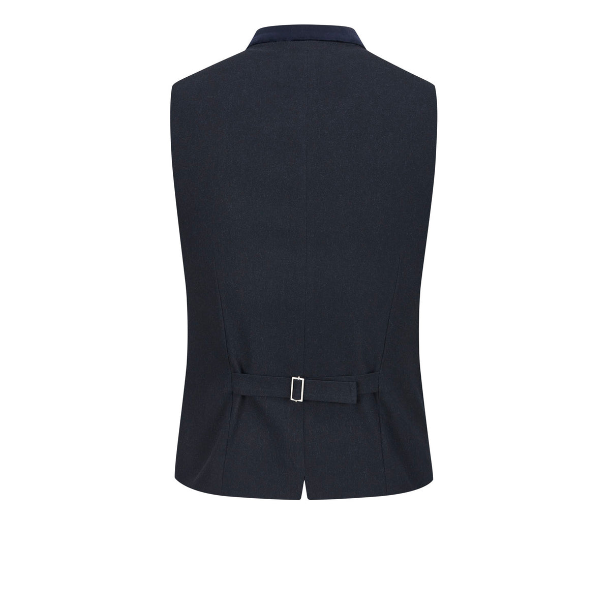 Rückansicht Trachtenweste mit schwarzem Rücken, Taillenriegel und verstellbarer Schnalle, klassische elegante Passform von Amsel Fashion