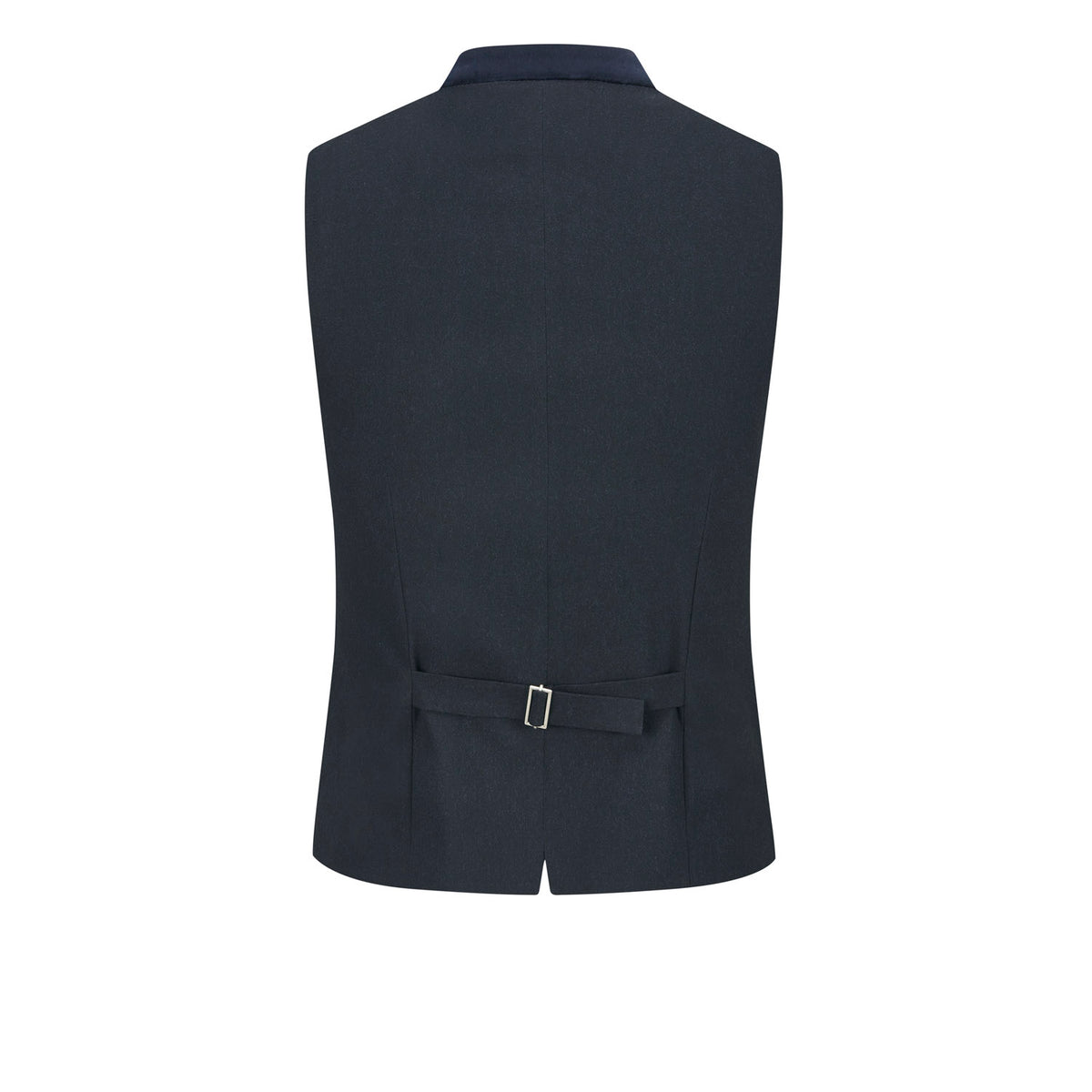 Rückansicht Trachtenweste mit schwarzem Rücken, Taillenriegel und verstellbarer Schnalle, klassische elegante Passform von Amsel Fashion