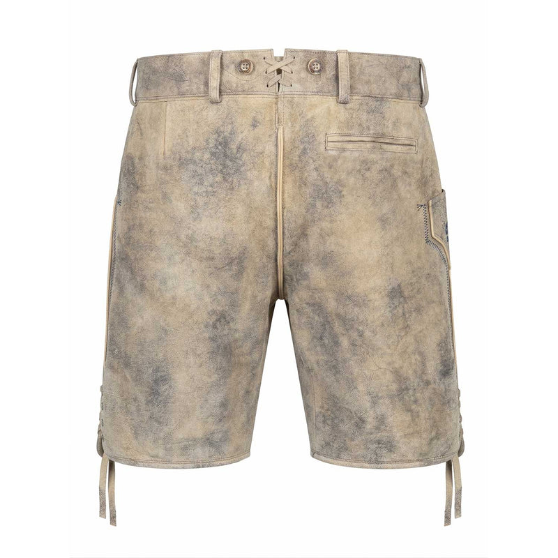 Rückseite Trachtenlederhose hell Ziegenleder sämisch gegerbt