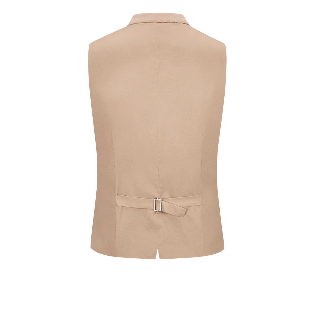 Rückansicht Trachtenweste in warmem Beigeton mit glattem Rücken, verstellbarem Taillenriegel und eleganter, schlanker Passform, Amsel Fashion