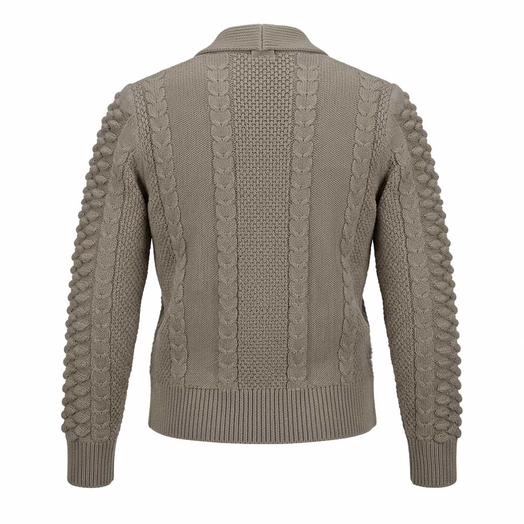 Rückansicht Strickjacke Claire Greige Strukturmuster