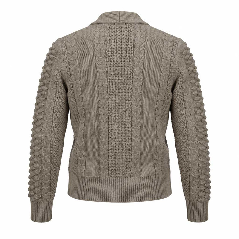 Rückansicht Strickjacke Claire Greige Strukturmuster