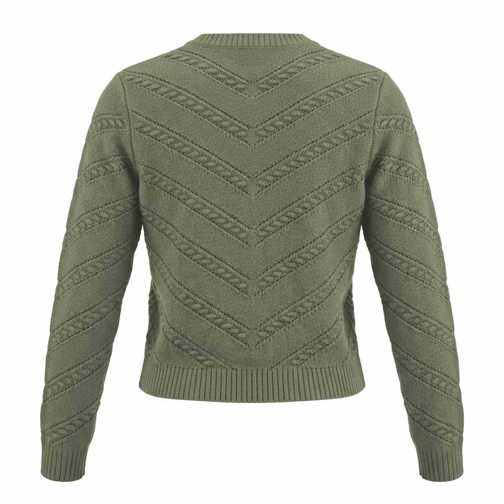 Rückansicht Strickjacke Damen oliv Struktur