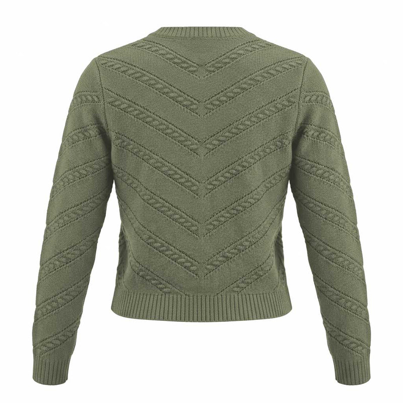 Rückansicht Strickjacke Damen oliv Struktur