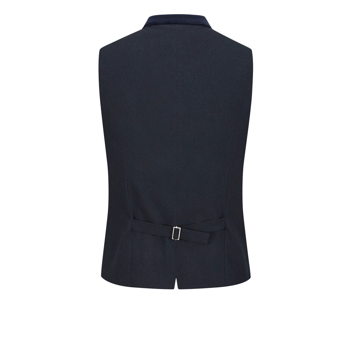 Rückansicht Trachtenweste mit schwarzem Rücken, Taillenriegel und verstellbarer Schnalle, klassische elegante Passform von Amsel Fashion