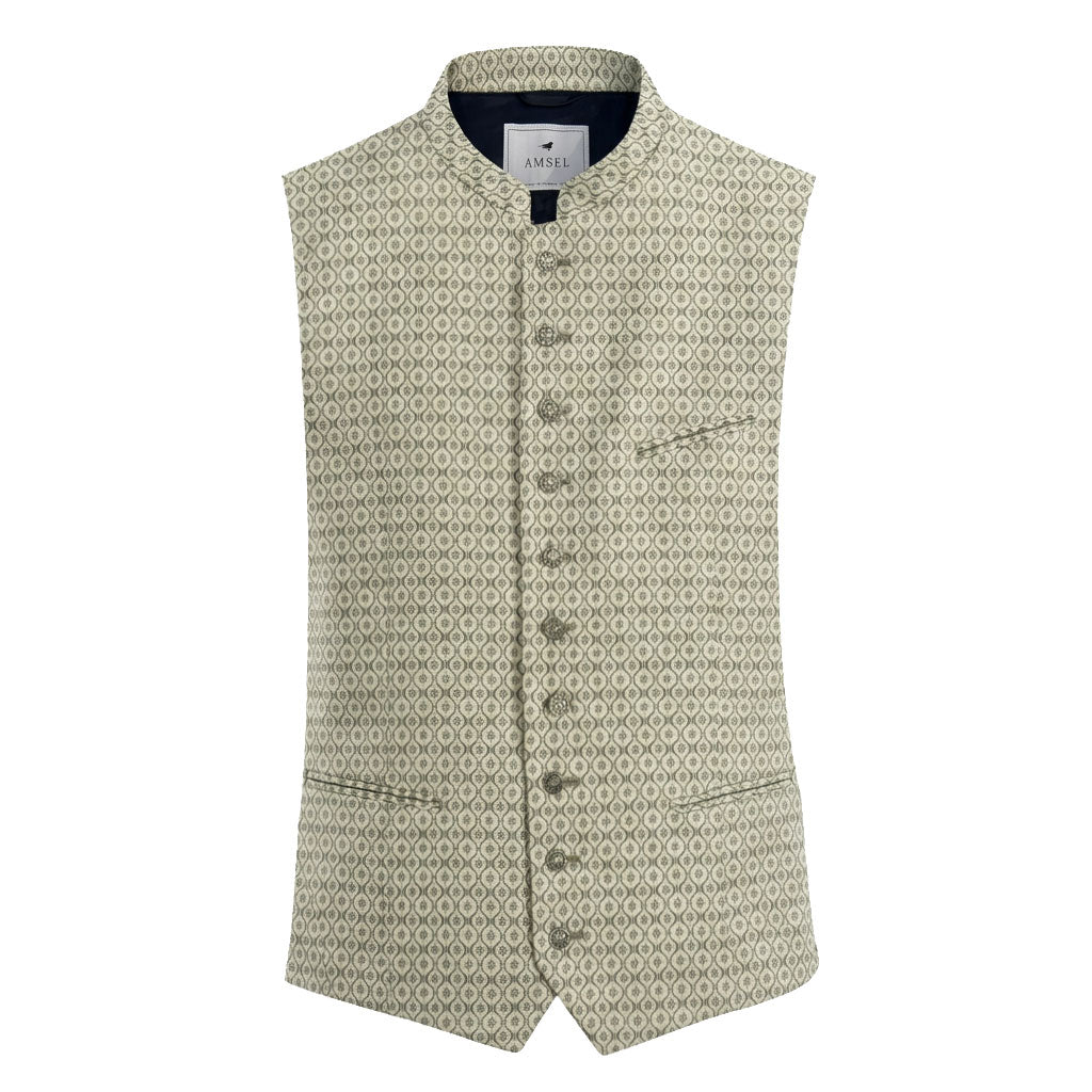 Trachtenweste Herren grün weiß gemustert