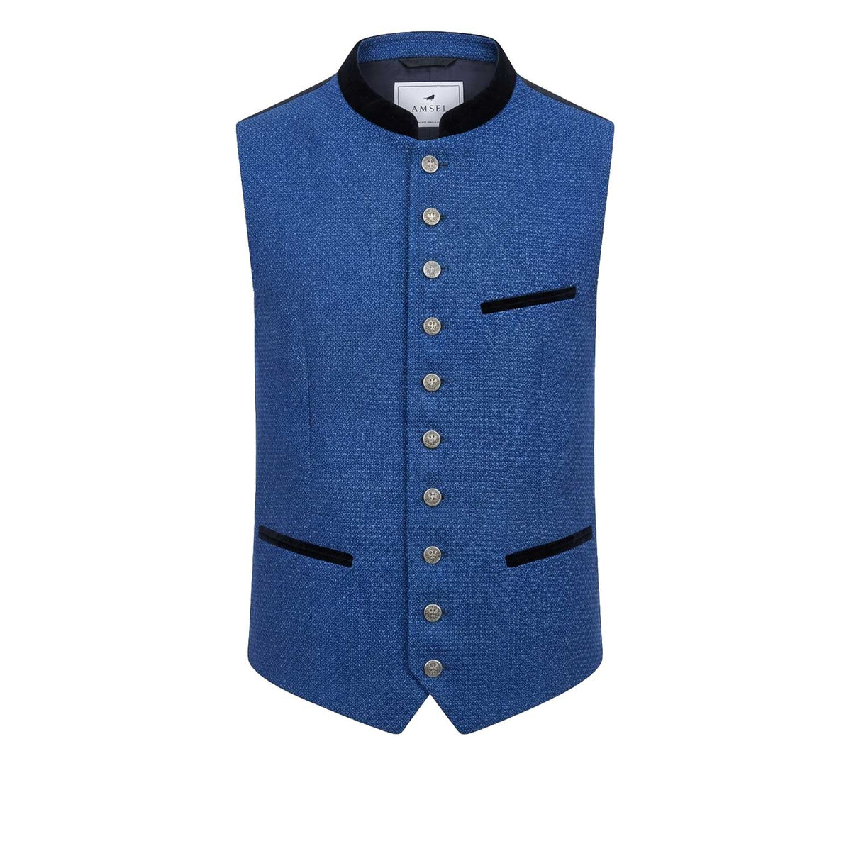 Trachtenweste Anselm royalblau mit Rautenstruktur
