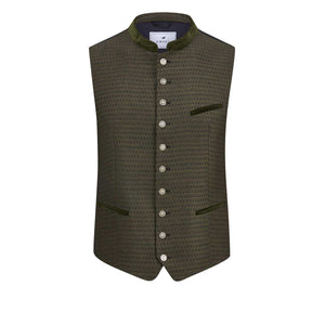 Trachtenweste Vitus in Olivgrün – elegante Herren-Trachtenweste mit Knopfleiste in sattem Olivgrün, traditionelles Trachtenmode-Design